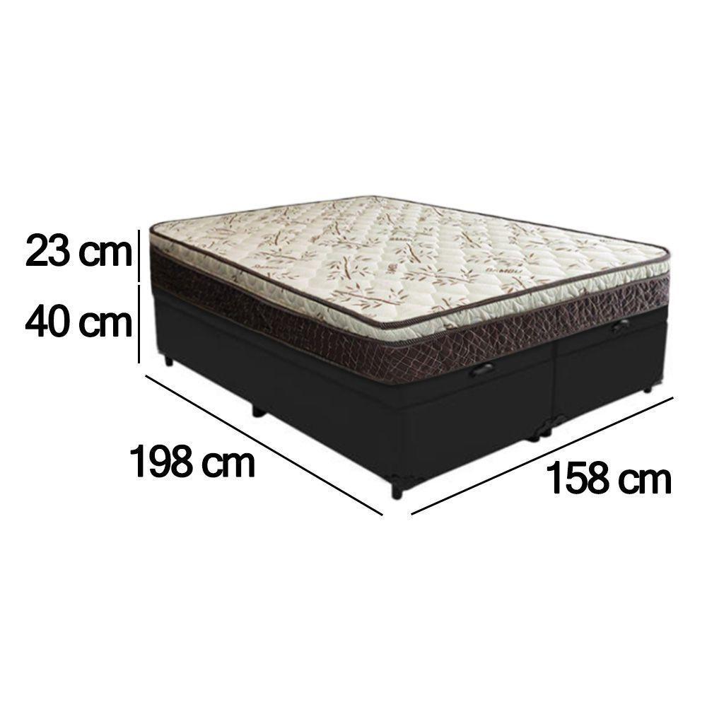 Cama Box Baú Queen Suede Bipartido + Colchão Elegance Ortopédico Espuma D33 Extra Firme 158x198x63 Preto - 4