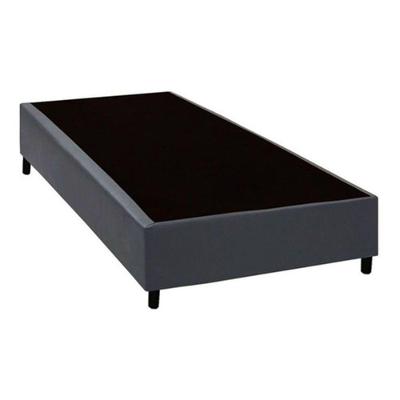 Cama Box Blindado Solteiro King Design Sintético Cinza 88x188x40