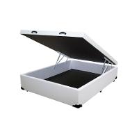 Cama Box Baú Blindado Viúva King Design Sintético Branco 128x188x41 - 1