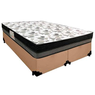Cama Box Casal Sintético Bipartido + Colchão Ortobom Iso Dupla Face 138x188x60 Bege