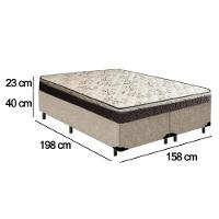 Cama Box Queen Bipartido Suede + Colchão Elegance Ortopédico Espuma D33 Extra Firme 158x198x63 Bege