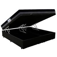 Cama Box Baú Casal Sintético Bipartido + Colchão Ortobom Iso Dupla Face 138x188x60 Preto - 6