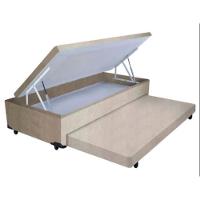 Cama Box Baú Auxiliar Solteiro Suede Espuma 8cm 88x188x45 Bege - 1