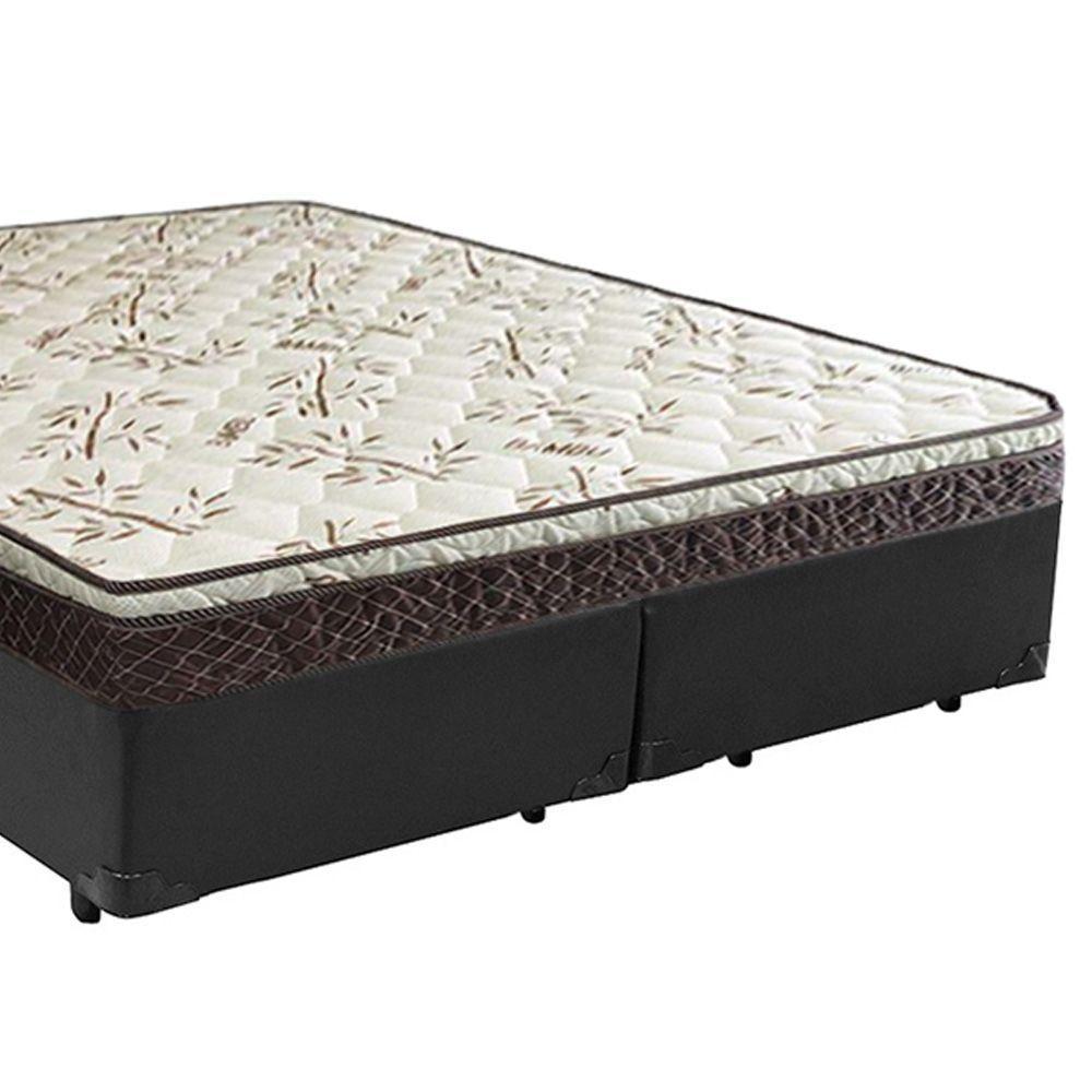 Cama Box Queen Bipartido Sintético + Colchão Elegance Ortopédico Espuma D33 Extra Firme 158x198x63 Cinza - 5