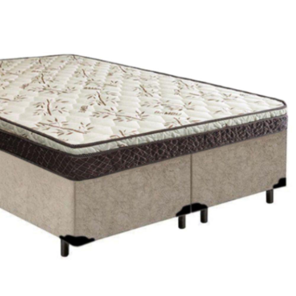 Cama Box Queen Bipartido Suede + Colchão Elegance Ortopédico Espuma D33 Extra Firme 158x198x63 Bege - 5