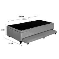 Cama Box Baú Auxiliar Solteiro Sintético Espuma 8cm 88x188x45 Cinza - 3