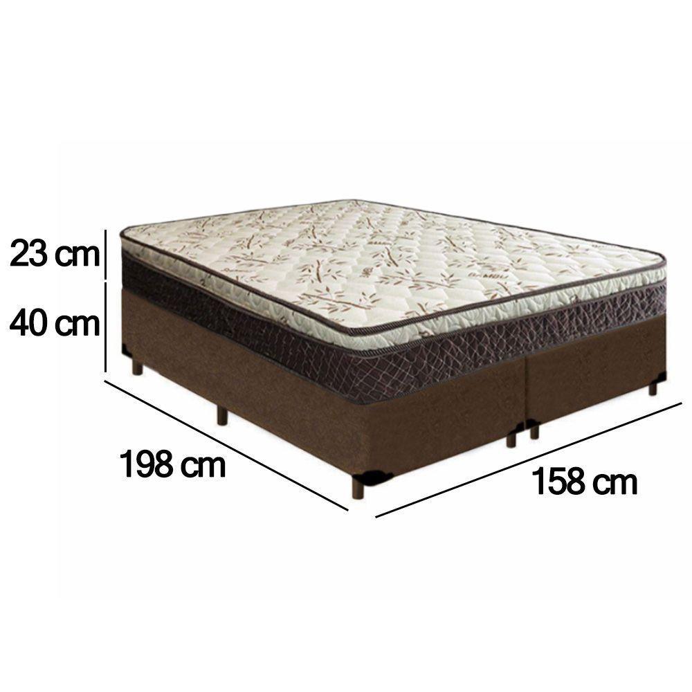 Cama Box Queen Bipartido Suede + Colchão Elegance Ortopédico Espuma D33 Extra Firme 158x198x63 Marrom - 4