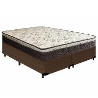 Cama Box Queen Bipartido Suede + Colchão Elegance Ortopédico Espuma D33 Extra Firme 158x198x63 Marrom - 1