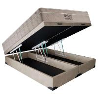 Cama Box Baú Casal Sintético Bipartido + Colchão Ortobom Airtech Molas Ensacadas 138x188x65 Bege - 8