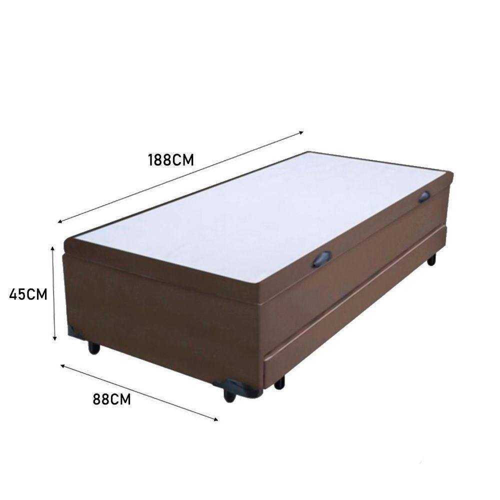 Cama Box Baú Auxiliar Solteiro Sintético Espuma 8cm 88x188x45 Marrom - 3