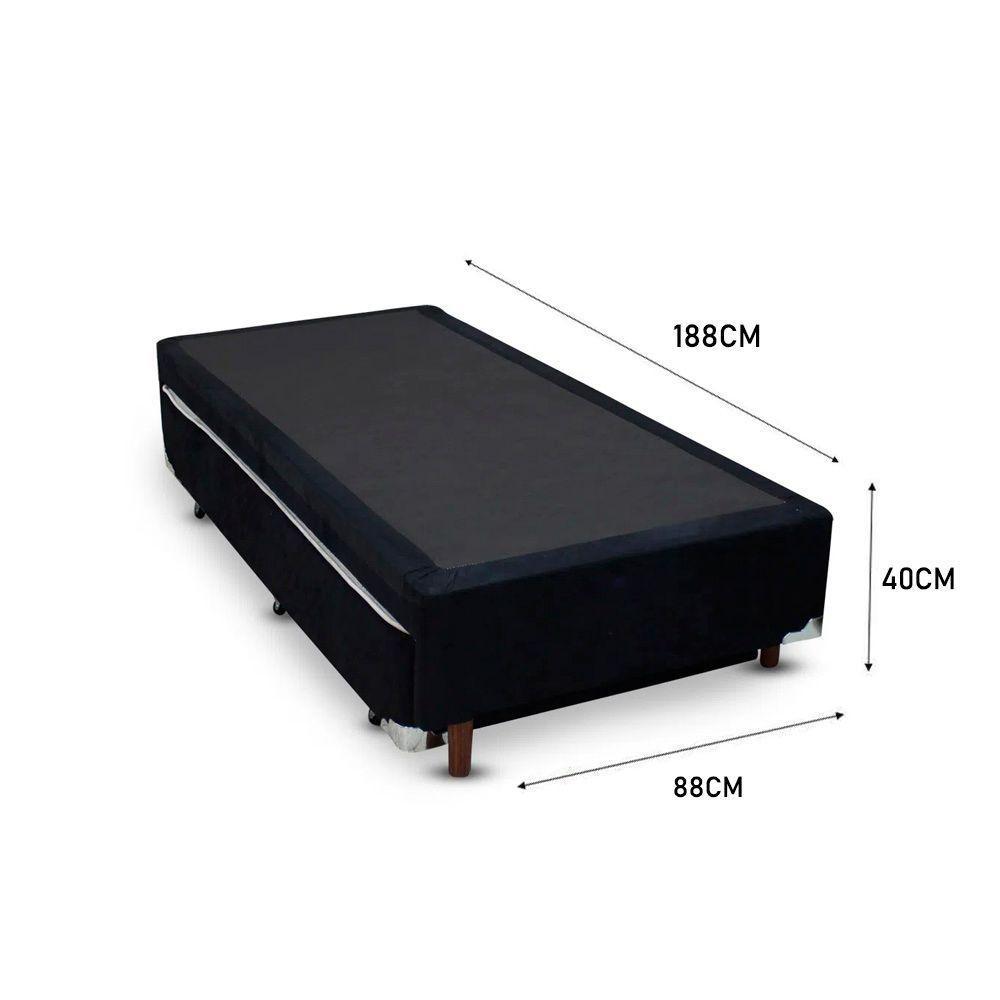 Cama Box Bicama Auxiliar Solteiro Suede Espuma 8cm 88x188x40 Preto - 3