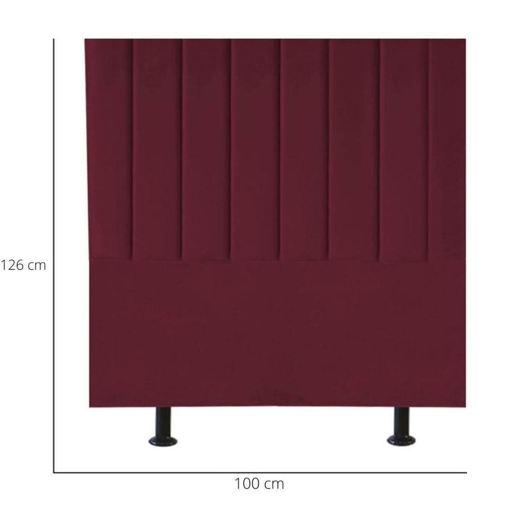 Cabeceira Estofada Cama Solteiro 100 Cm Luna Suede E Frame bordô - 3