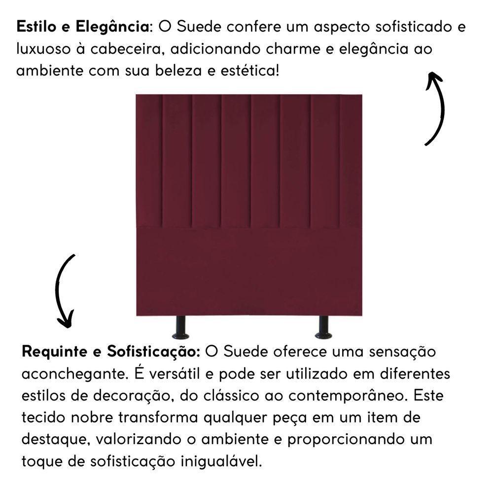 Cabeceira Estofada Cama Solteiro 100 Cm Luna Suede E Frame bordô - 5