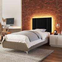 Cabeceira Estofada Cama Box Solteiro Com Led Star 90 Cm veludo Preto - 1
