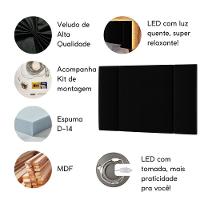 Cabeceira Estofada Cama Box Solteiro Com Led Star 90 Cm veludo Preto