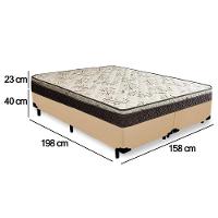Cama Box Queen Bipartido Sintético + Colchão Elegance Ortopédico Espuma D33 Extra Firme 158x198x63 Bege