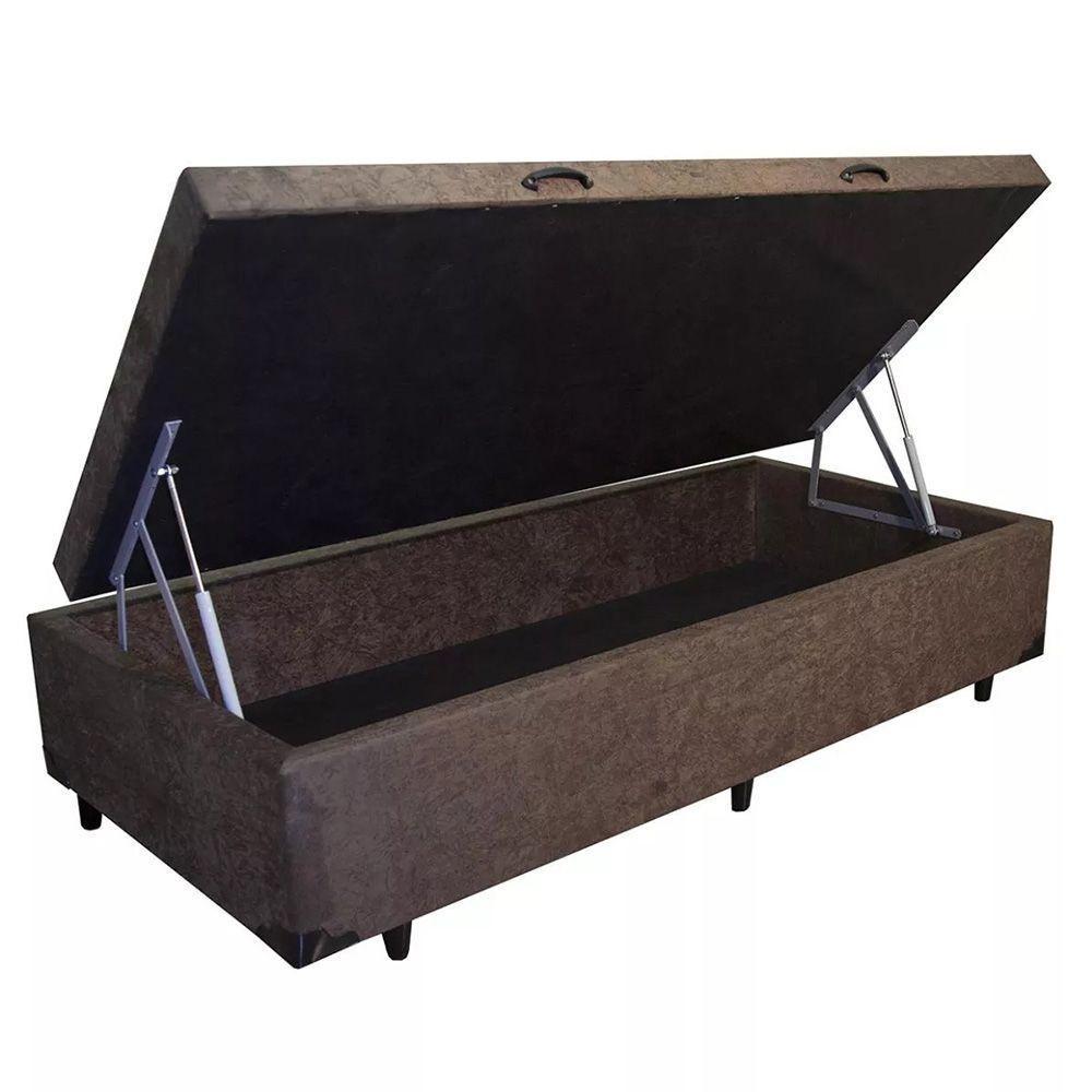 Cama Box Baú Solteiro Extremo Reforçado King Design Suede Marrom 88x188x41 - 1