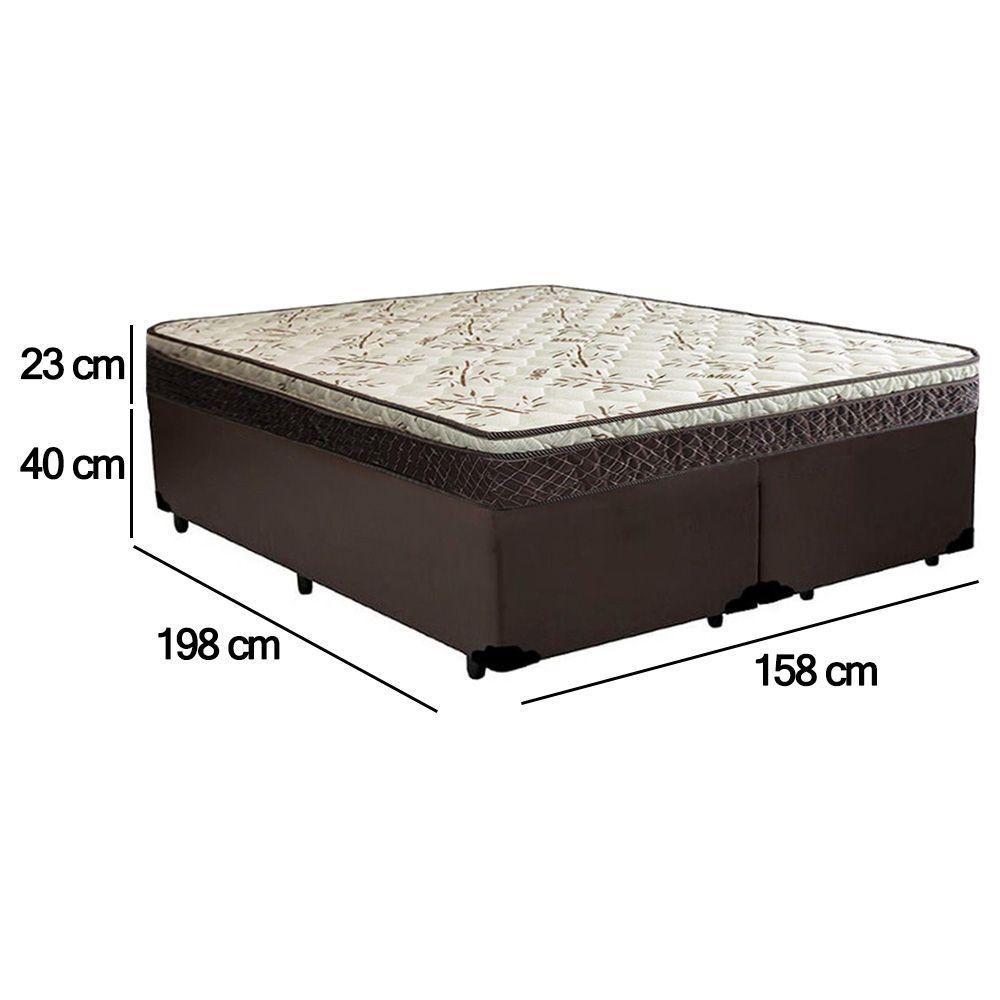 Cama Box Queen Bipartido Sintético + Colchão Elegance Ortopédico Espuma D33 Extra Firme 158x198x63 Marrom - 4