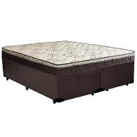 Cama Box Queen Bipartido Sintético + Colchão Elegance Ortopédico Espuma D33 Extra Firme 158x198x63 Marrom - 1