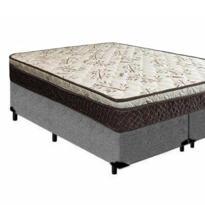 Cama Box Queen Bipartido Suede + Colchão Elegance Ortopédico Espuma D33 Extra Firme 158x198x63 Cinza