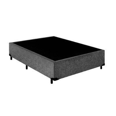 Cama Box Blindado Viúva King Design Suede Cinza 128x188x40