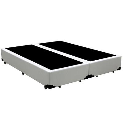 Cama Box Blindado Queen Bipartido King Design Sintético Branco 158x198x40