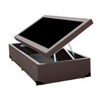 Cama Box Baú Solteiro King Design Sintético Marrom 88x188x41 - 1