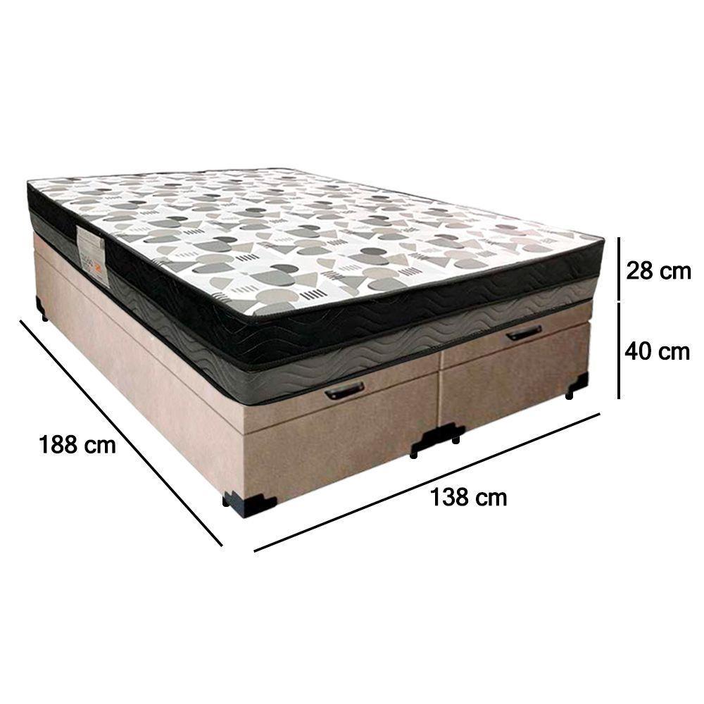 Cama Box Baú Casal Suede Bipartido + Colchão Ortobom Iso Dupla Face 138x188x60 Bege - 3