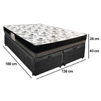 Cama Box Baú Casal Suede Bipartido + Colchão Ortobom Iso Dupla Face 138x188x60 Preto - 3