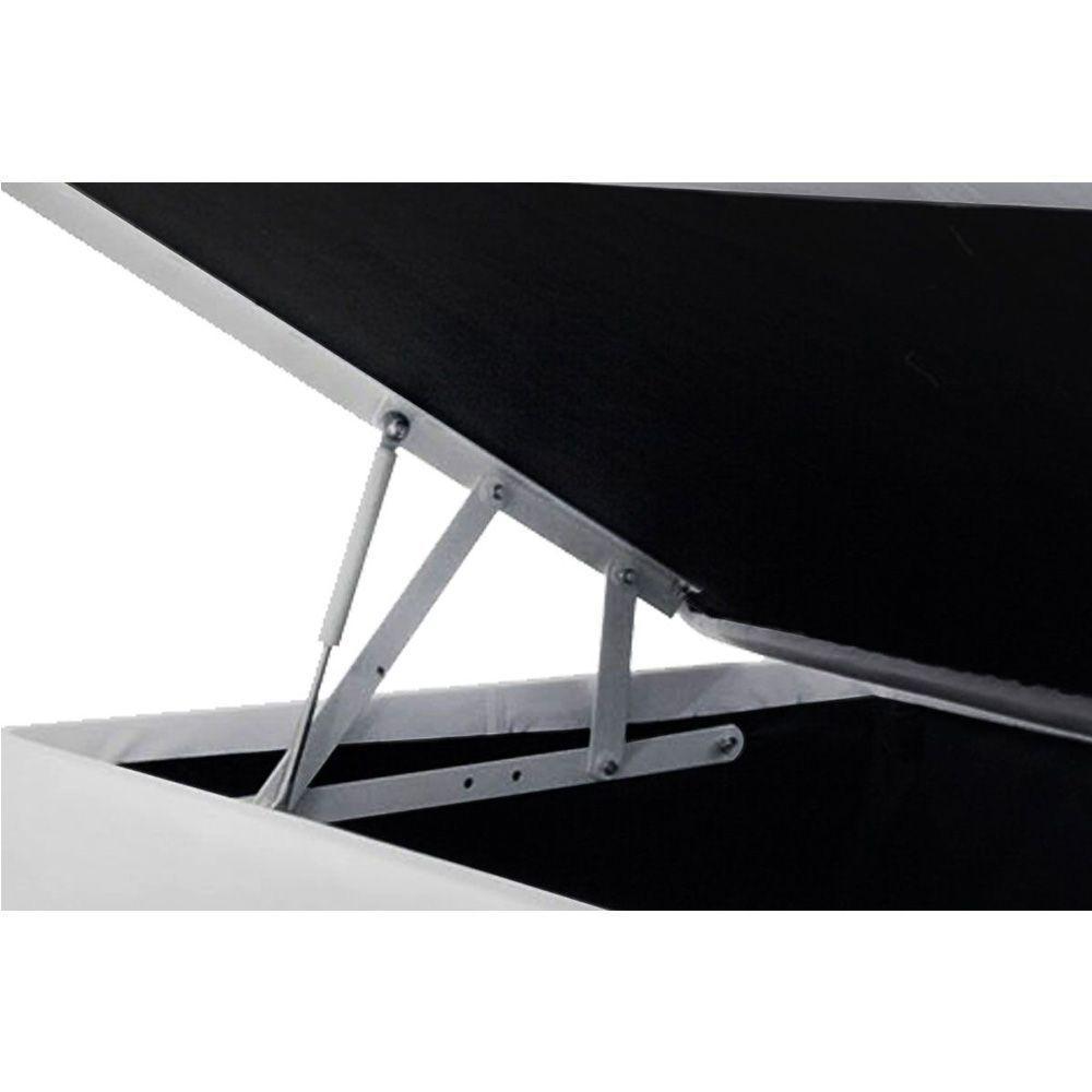 Cama Box Baú Solteiro King Design Sintético Branco 88x188x41 - 2