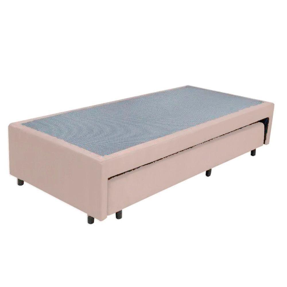 Cama Box Bicama Auxiliar Solteiro Suede Espuma 8cm 88x188x40 Bege - 2