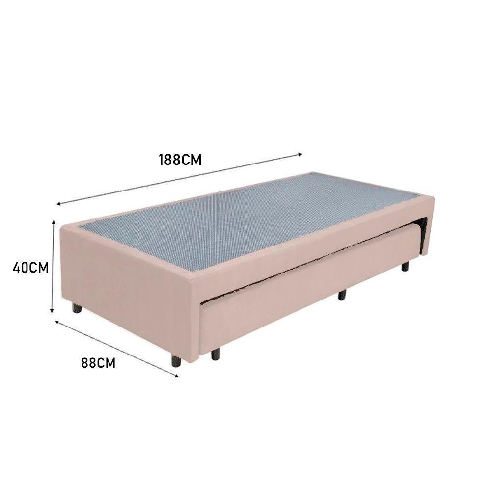 Cama Box Bicama Auxiliar Solteiro Suede Espuma 8cm 88x188x40 Bege - 3