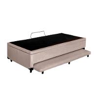 Cama Box Baú Auxiliar Solteiro Suede Espuma 8cm 88x188x45 Bege - 2