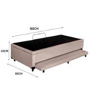 Cama Box Baú Auxiliar Solteiro Suede Espuma 8cm 88x188x45 Bege - 3