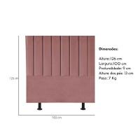 Cabeceira Estofada Cama Solteiro 100 Cm Luna Suede e Frame rosé - 3