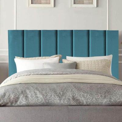 Cabeceira Estofada Cama Solteiro 90 Cm Luna Suede E Frame azul Turquesa
