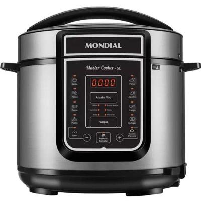 Panela Pressao Mondial 5L Pe38 Digital - 4155-01 Inox/Preto 110 Volts