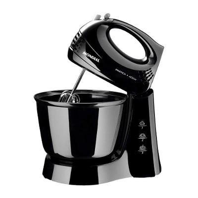 Batedeira de Mão Mondial B-44 Prática 3,6L 400W 3 Velocidades com Pulsar Preta 110V