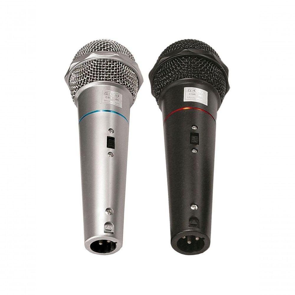 Microfone Csr-505 Duplo Com Fio 1 Preto E 1 Prata - 1