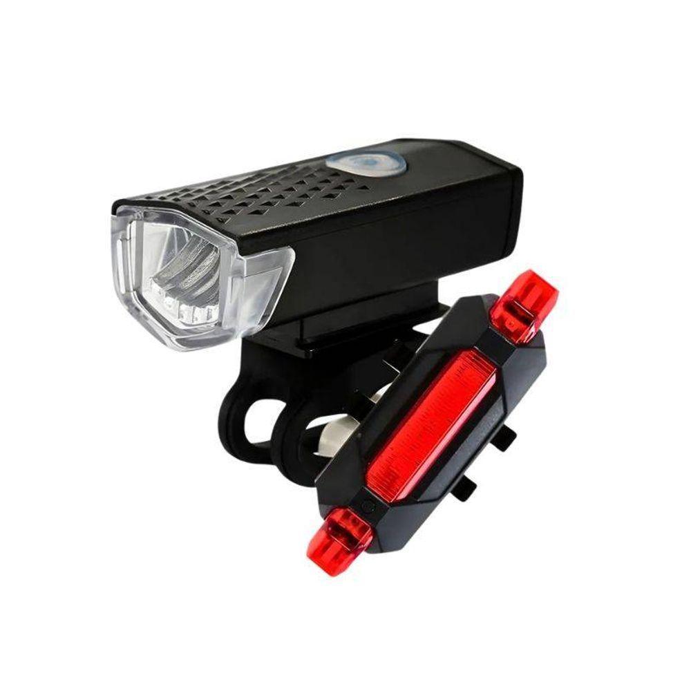 Kit Bike Farol Frontal + Traseiro Ultra Led Usb Recarregável - 9