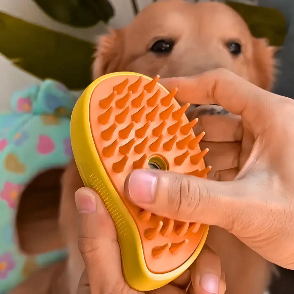 Escova Autolimpante 3 Em 1 Amarela Pets A Vapor Com Spray - 6