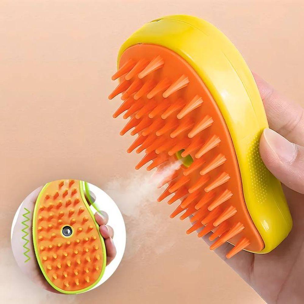 Escova Autolimpante 3 Em 1 Amarela Pets A Vapor Com Spray - 10