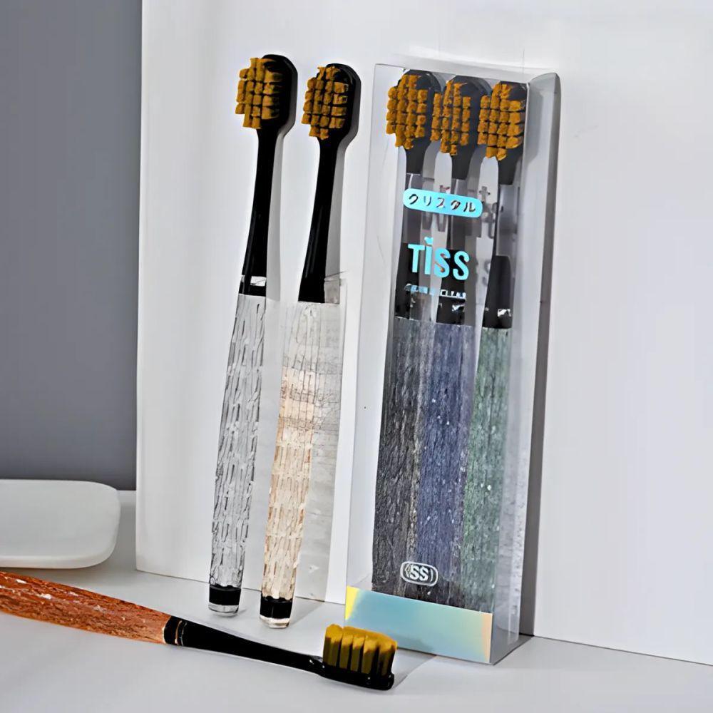 Kit Com 3 Escovas De Dente Com Cabo De Cristal Premium - 4