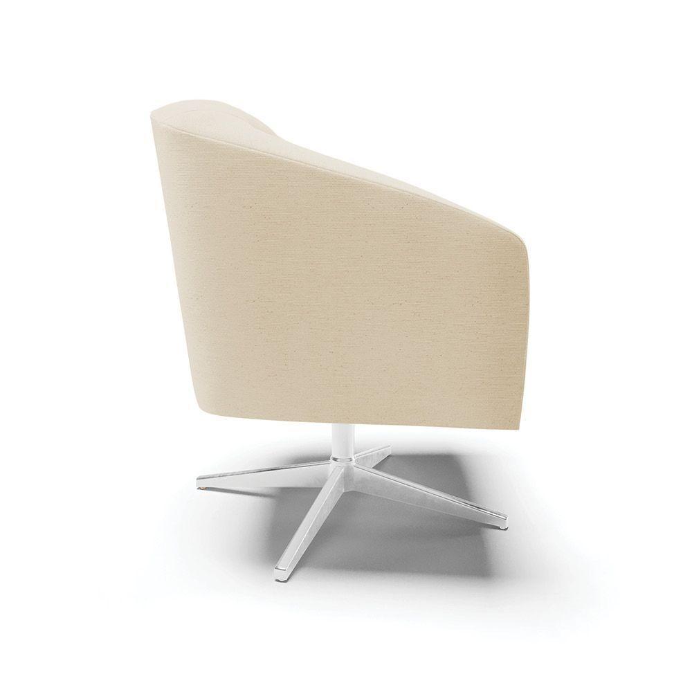 Poltrona Giratória Stella Linho Base Cromada - D'rossi Cor A32 Palha - 4