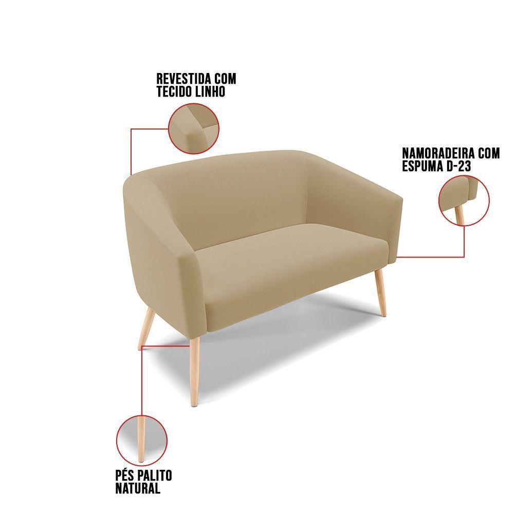 Kit 01 Namoradeira 02 Lugares E 01 Poltrona A32 Palha - 5