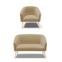 Kit 01 Namoradeira 02 Lugares E 01 Poltrona A32 Palha - 1