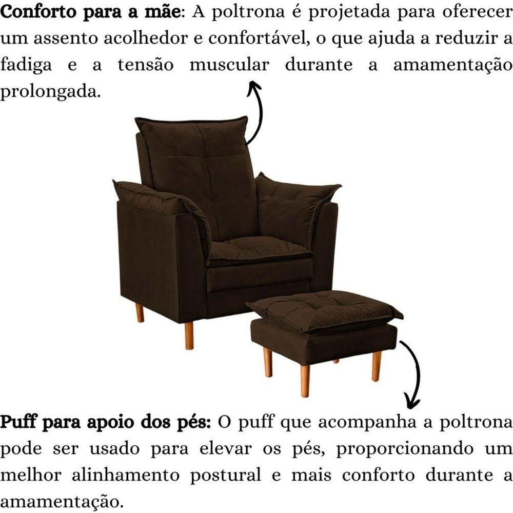 Poltrona De Amamentação Loana Com Puff Suede marrom - 5