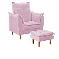 Poltrona De Amamentação Loana Com Puff Suede rosê - 1