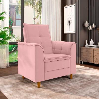 Poltrona Para Sala Londres Decorativa Veludo Rosa Black House Decor