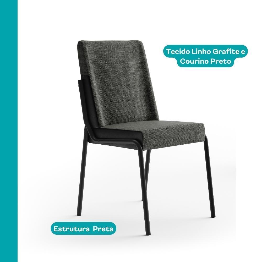 Conjunto Sala De Jantar 4 Cadeiras Verona Carraro Freijó Grafite Preto - 7